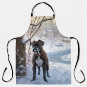 ボクサー 雪を降らせて クリスマス エプロン (正面)