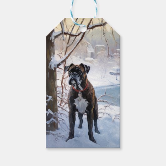 ボクサー 雪を降らせて クリスマス ギフトタグ (正面)