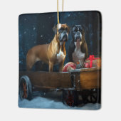 ボクサー 雪景色のそり クリスマス装飾 セラミックオーナメント (左)