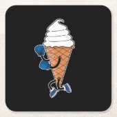 ボクシングおもしろいスポーツアイスクリームコーンカートゥーン スクエアペーパーコースター (正面)