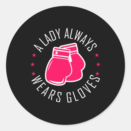 ボクシングおもしろいピンクグローブTシャツウィメンズボクサー ラウンドシール (正面)