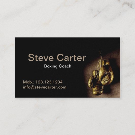 ボクシングのコーチの手袋の入賞したリングのトレーディングカードクラブ 名刺 (正面)