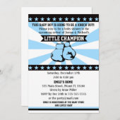 ボクシングのスポーツの男の赤ちゃんのシャワーの招待状の青 招待状 (正面/裏面)