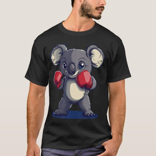 ボクシングをする面白いコアラ Tシャツ (正面)