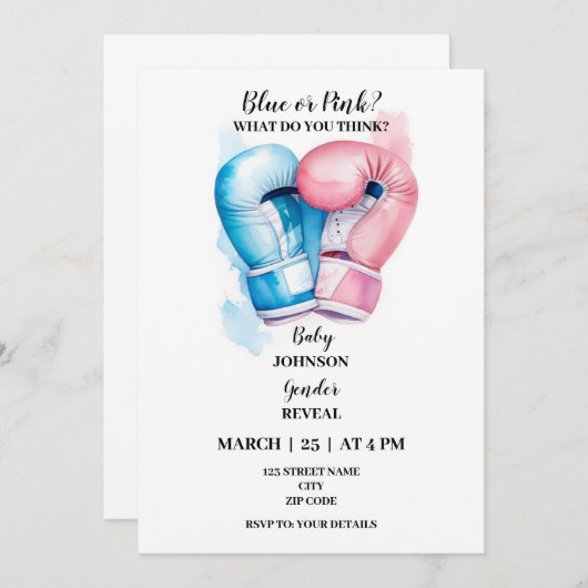 ボクシングをテーマにしたジェンダーへの招待 招待状 (正面/裏面)