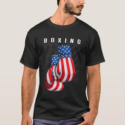 ボクシングアメリカ国旗のボクシング手袋 Tシャツ (正面)