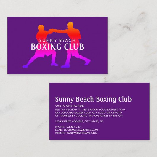 ボクシングカラフルマッチ、ボクサー、ボクシングトレーナー 名刺 (正面/裏面)