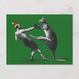 ボクシングカンガルクリスマス シーズンポストカード
