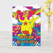 ボクシングカンガロ誕生日 カード (黄色い花)