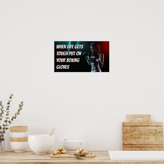 ボクシングガールトレーニングやる気を起こさせる引用文 ポスター (キッチン)