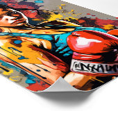 ボクシングガールポップ・アートのアートファイター武術アーツポートレート ポスター (角)