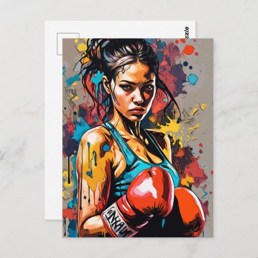ボクシングガールモダンファイター武術アーツポートレート ポストカード (正面/裏面)