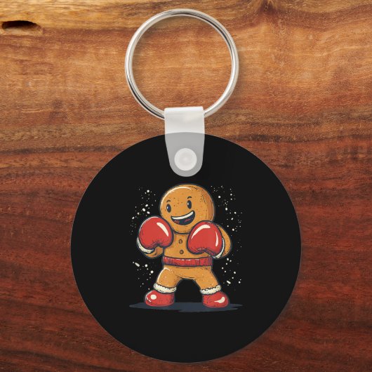 ボクシンググローブのサンタクロースのジンジャーマン衣装 キーホルダー (正面)