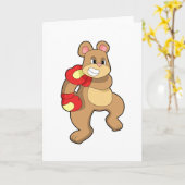 ボクシンググローブをつけたクマがボクシング カード (黄色い花)