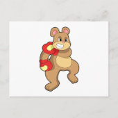 ボクシンググローブをつけたクマがボクシング ポストカード (正面)