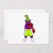 ボクシンググローブをつけたナスのボクシング ポストカード (正面/裏面)