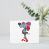 ボクシンググローブをつけたマウス ポストカード (スタンド正面)