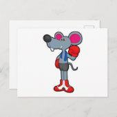 ボクシンググローブをつけたマウス ポストカード (正面/裏面)