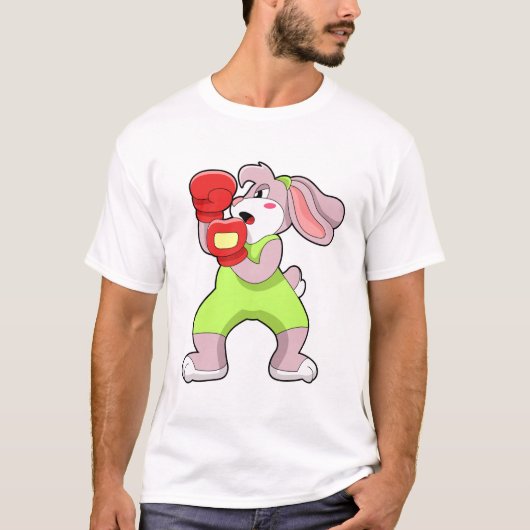 ボクシンググローブをはめたウサギのボクサー Tシャツ (正面)