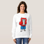 ボクシンググローブをはめた猫がボクシングで対戦 スウェットシャツ (正面フル)