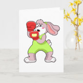 ボクシンググローブを付けたウサギ カード (黄色い花)