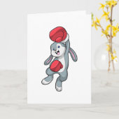 ボクシンググローブを付けたウサギ カード (黄色い花)