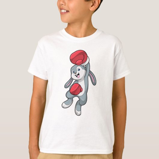 ボクシンググローブを付けたウサギ Tシャツ (正面)