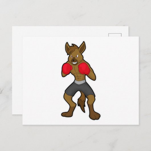 ボクシンググローブを付けたハイエナ ポストカード (正面/裏面)