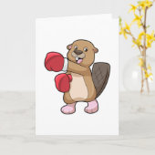 ボクシンググローブを付けたビーバー カード (黄色い花)