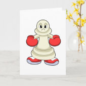 ボクシンググローブを付けたボクサーとしてのコマ（チェスの駒） カード (黄色い花)