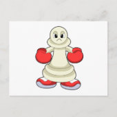 ボクシンググローブを付けたボクサーとしてのコマ(チェスの駒) ポストカード (正面)