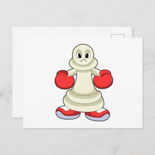 ボクシンググローブを付けたボクサーとしてのチェス駒 ポーン ポストカード (正面/裏面)