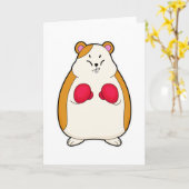 ボクシンググローブを付けたボクサーとしてのハムスター カード (黄色い花)