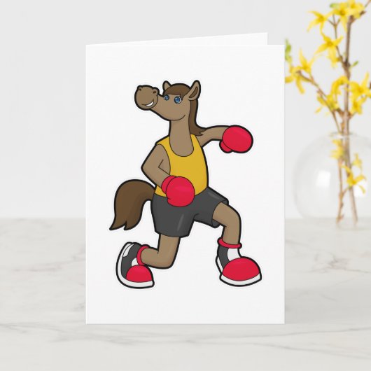 ボクシンググローブを付けたボクサーとしての馬 カード (黄色い花)