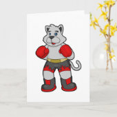 ボクシンググローブを付けたボクサー犬 カード (黄色い花)