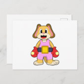 ボクシンググローブを付けた犬がボクシングをする ポストカード (正面/裏面)