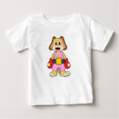ボクシンググローブを付けた犬 ベビーTシャツ (正面)