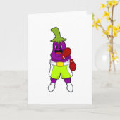 ボクシンググローブを付けた茄子 カード (黄色い花)