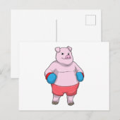 ボクシンググローブを付けた豚 ポストカード (正面/裏面)