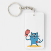 ボクシンググローブを履いた猫 キーホルダー (正面)