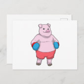 ボクシンググローブを履いた豚 ポストカード (正面/裏面)