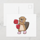 ボクシンググローブを着けたビーバーがボクシングで対戦 ポストカード (正面/裏面)