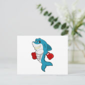 ボクシンググローブを着けたボクサーとしてのサメ ポストカード (スタンド正面)