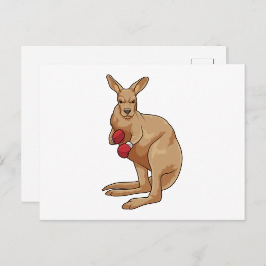 ボクシンググローブを着用したキックボクサーとしてのカンガルー ポストカード (正面/裏面)