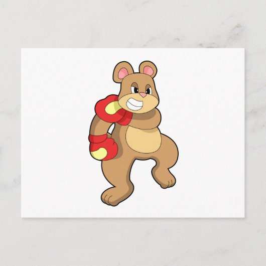 ボクシンググローブを着用したクマ ポストカード (正面)