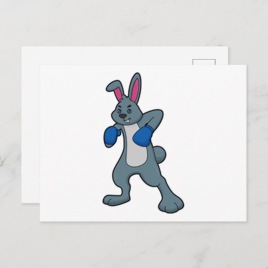 ボクシンググローブを着用したボクサーとしてのウサギ ポストカード (正面/裏面)