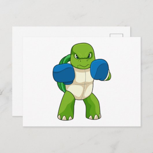 ボクシンググローブを着用したボクサーとしてのカメ ポストカード (正面/裏面)