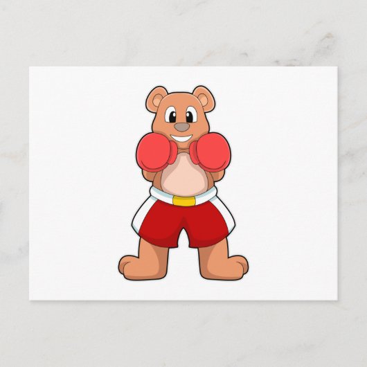 ボクシンググローブを着用したボクサーとしてのクマ ポストカード (正面)