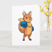 ボクシンググローブを着用したボクサーとしての狐 カード (黄色い花)