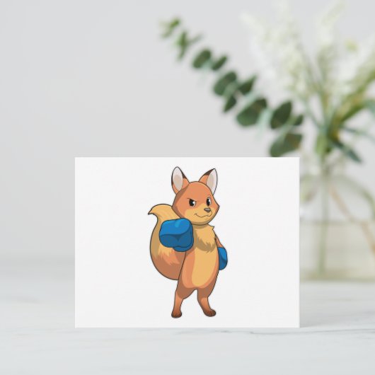 ボクシンググローブを着用したボクサーとしての狐 ポストカード (スタンド正面)